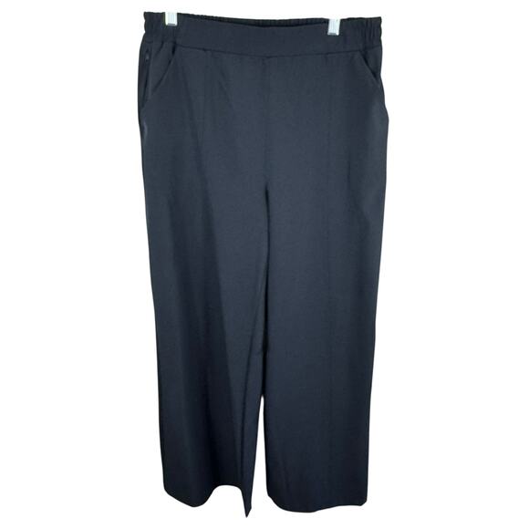 Fabletics Black Elastic Waist Straight Leg Pull On Windbreaker Athletic Pants L - Picture 1 of 7